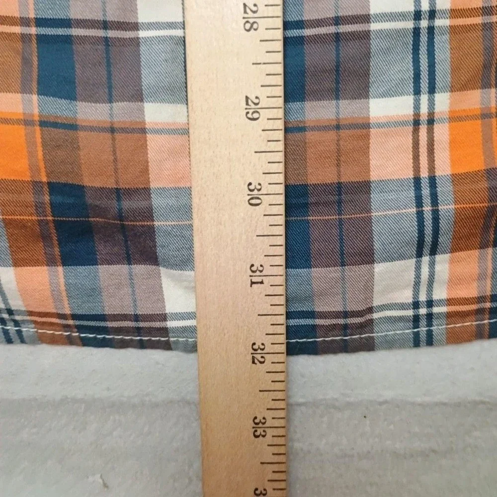 True Religion Shirt Mens 3XL Orange Plaid Button-Up Long Sleeve School Work